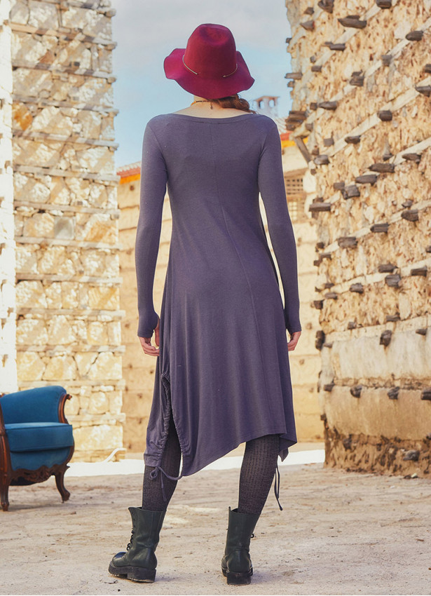 Anthracite Thumb Hole Long   Winter Dress